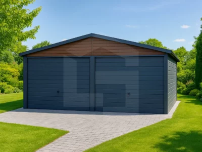 Garaże blaszane drewnopodobne | Producent | Kup garaż online! Garaż blaszany dwustanowiskowy dwuspadowy 6 x 5